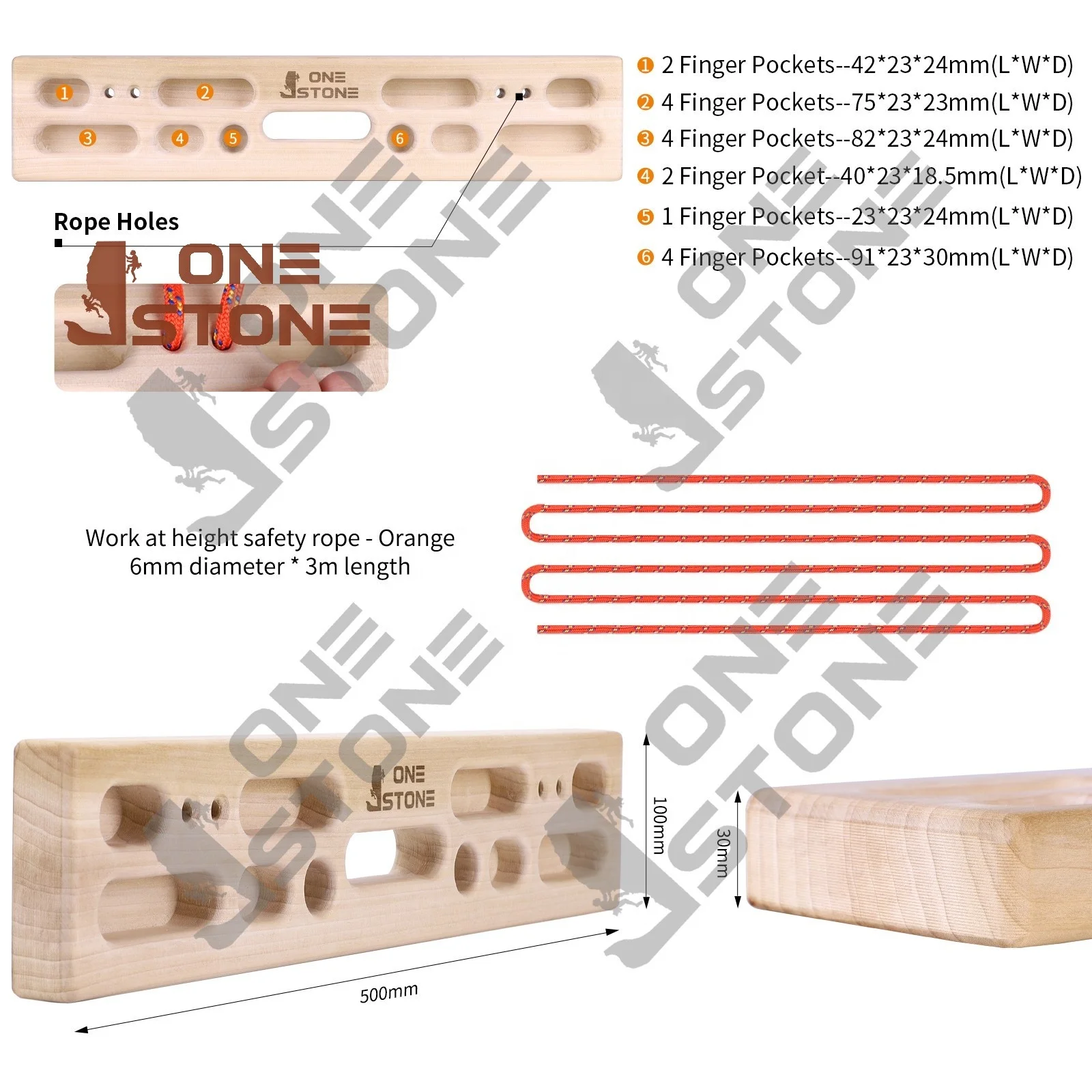 Zoey Premium Wood Indoor Playhouse Rock Climbing Training Tool Grip Strength Climbing Hangboard Finger Board Pull Bar Climbing