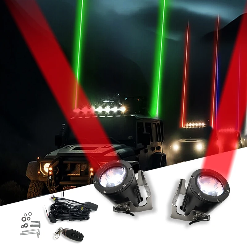 3" RGBw Remote Control  Offroad Laser LED Whip Lights Sky Tracer for ATV UTV Polaris Can Am Epxpedition