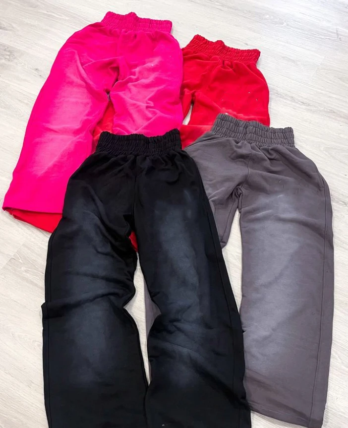 Street Wear Custom 360 420 500gsm Blank French Terry Acid Wash Baggy Wide Leg Jogger Sweatpants para sa Lalaki