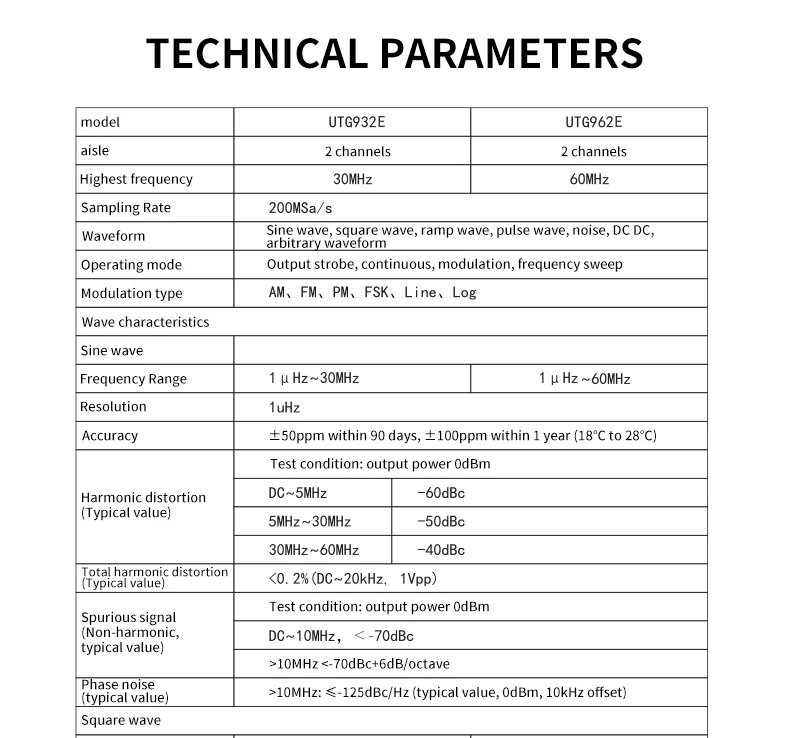 Utg932e Utg962e Function Arbitrary Waveform Generator Set Dual Channel