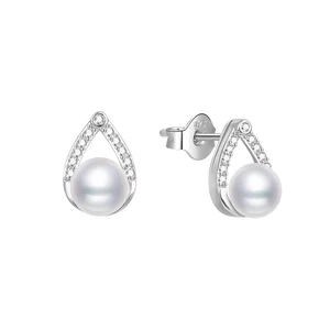 New Creative Sweet Jewelry 925 Sterling Silver Aaa Cubic Zirconia Freshwater Earring Pearl