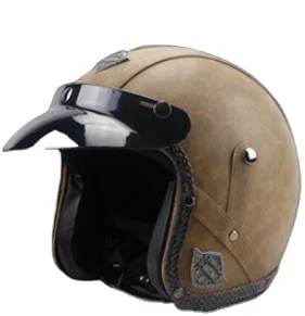 Hand Made Four Seasons Personality Retro Helmet Battery Car 3 / 4 Autumn and Winter Leather Helmet Classic Half Helmet