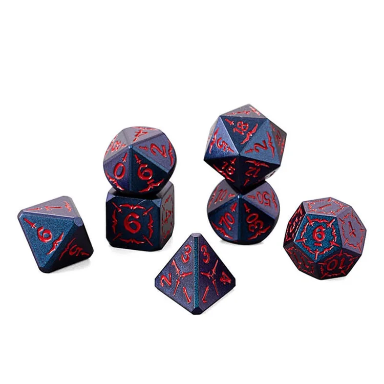 Flash Sale Black Handmade Metal Dice D6 D20 Rpg Metal Toy Dice Set