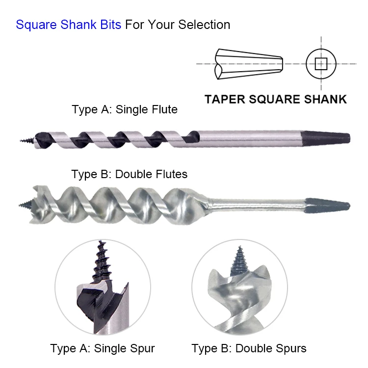Jennings Pattern Taper Square Shank Hand Brace Wood Auger Drill Bit for  Braces