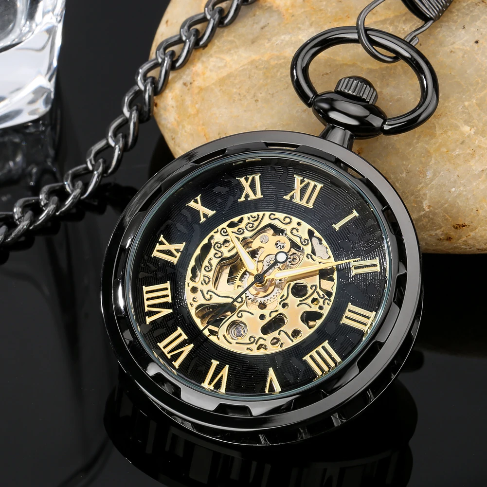 Antique Hand Winding Chain Clock Steampunk Pocket Watch