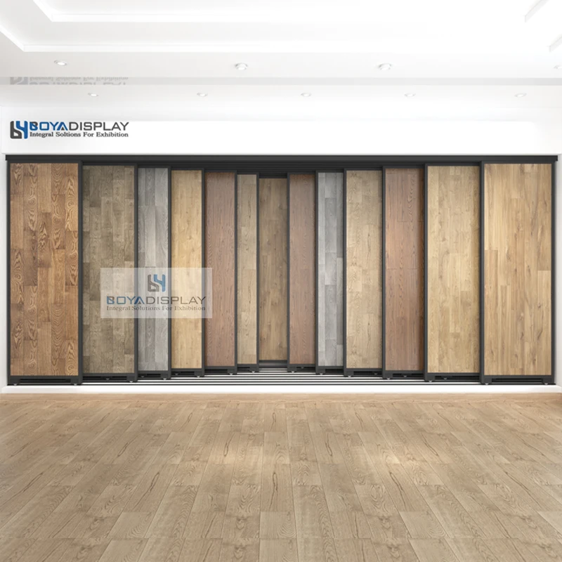 Factory Custom Wood Flooring Display Stand Parquet Hardwood Quartz Rack Flat Push Slab Marble Ceramic Tile Sliding Display Stand