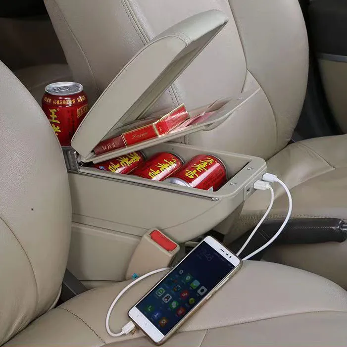 Chevrolet Spark Armrest USB Interface Storage Box Red Thread Car-styling Interior ABS Arm Rest Accessories