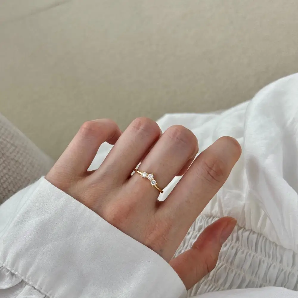 KAKODIY Tri-Zircon Linked Bat Shape Ring Jewelry for Women Wedding Open Adjustable 925 Sterling Silver Ring detail 3