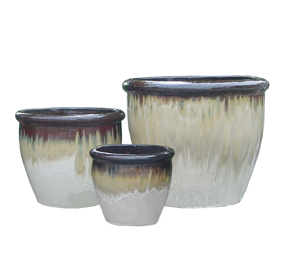 Wholesale Outdoor Ceramic Flower Pot & Planter Kit Glazed Pottery Garden Plant Planters for Home Nursery or Room Floor Use