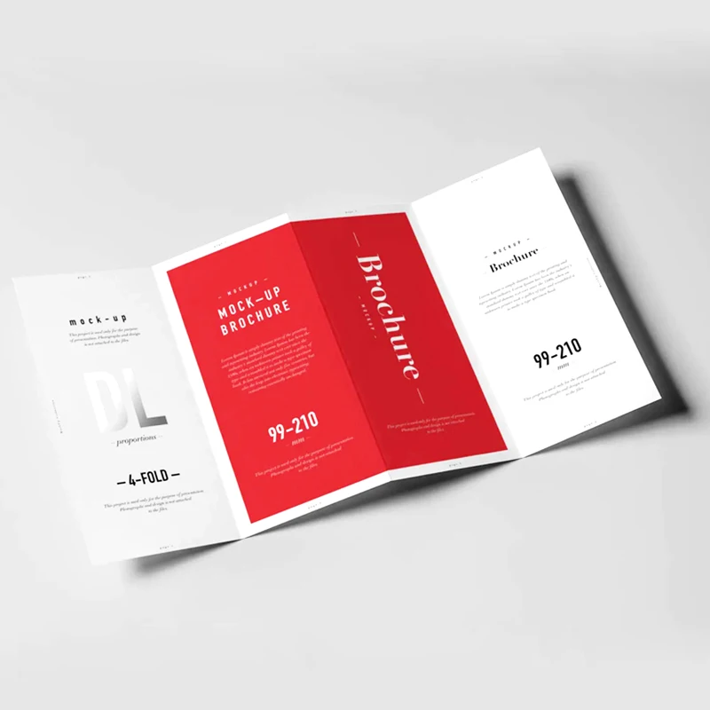 Cheap Price Booklet Printing Custom 4 Fold DL Brochure Mockup Leaflet Flyer Printing