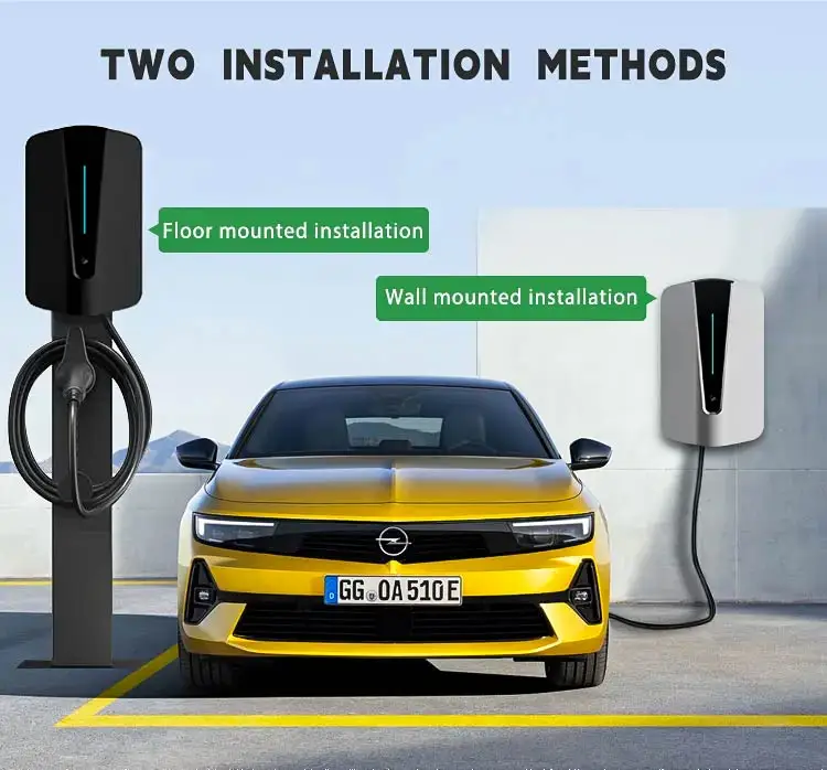 Type 2 16A 32A 7KW 11KW 22KW EV Charger Screen Display Adjustable Current Wallbox EV Charger for car supplier