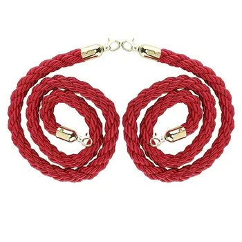 NovelBee 2pcs red Velvet Hemp Braided Rope with Gold Hooks,5 Feet Stanchion