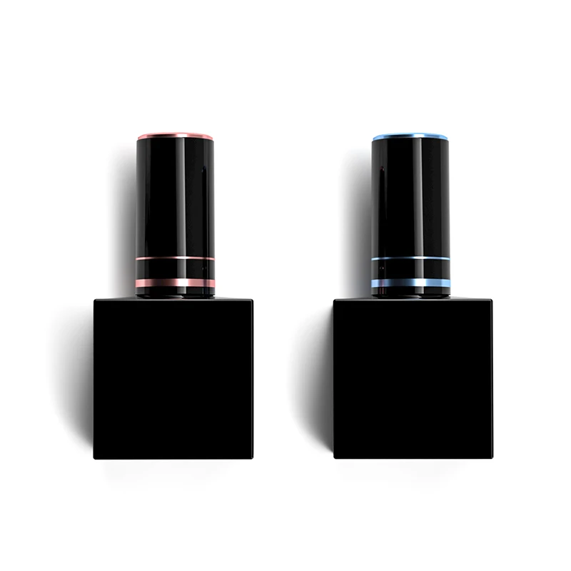 18ml Matte Black Nail Art Uv Led Gel Bottles Suppliers Square Empty Nail Polish Glass Bottle