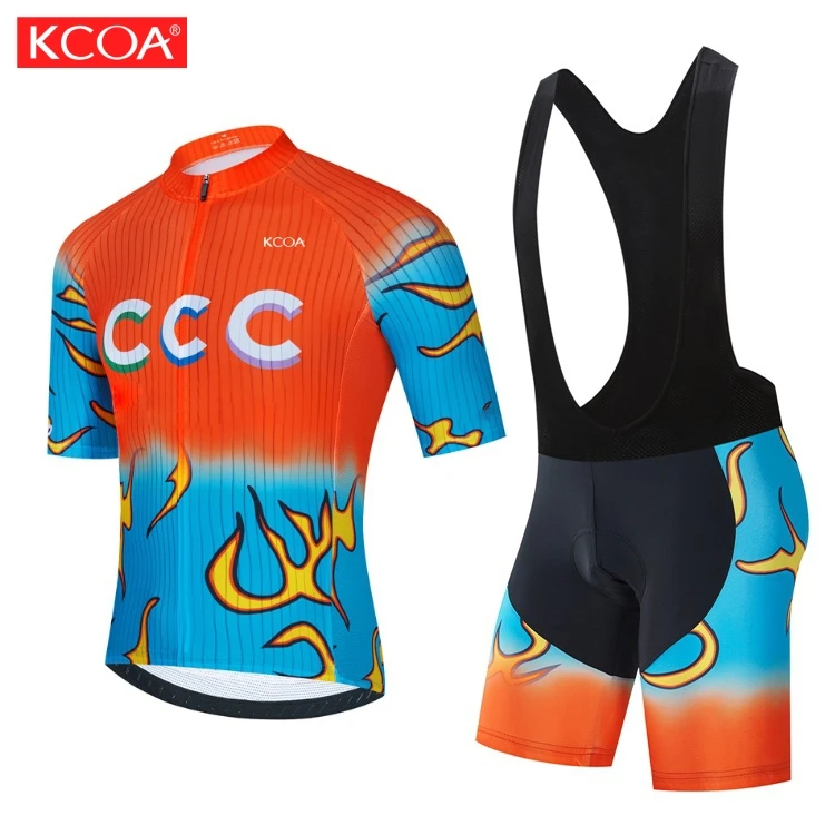 Oem Sublimated Printing Men Bike Shirt Bib Shorts Custom Design Short Sleeve Cycling Clothing Sets Men