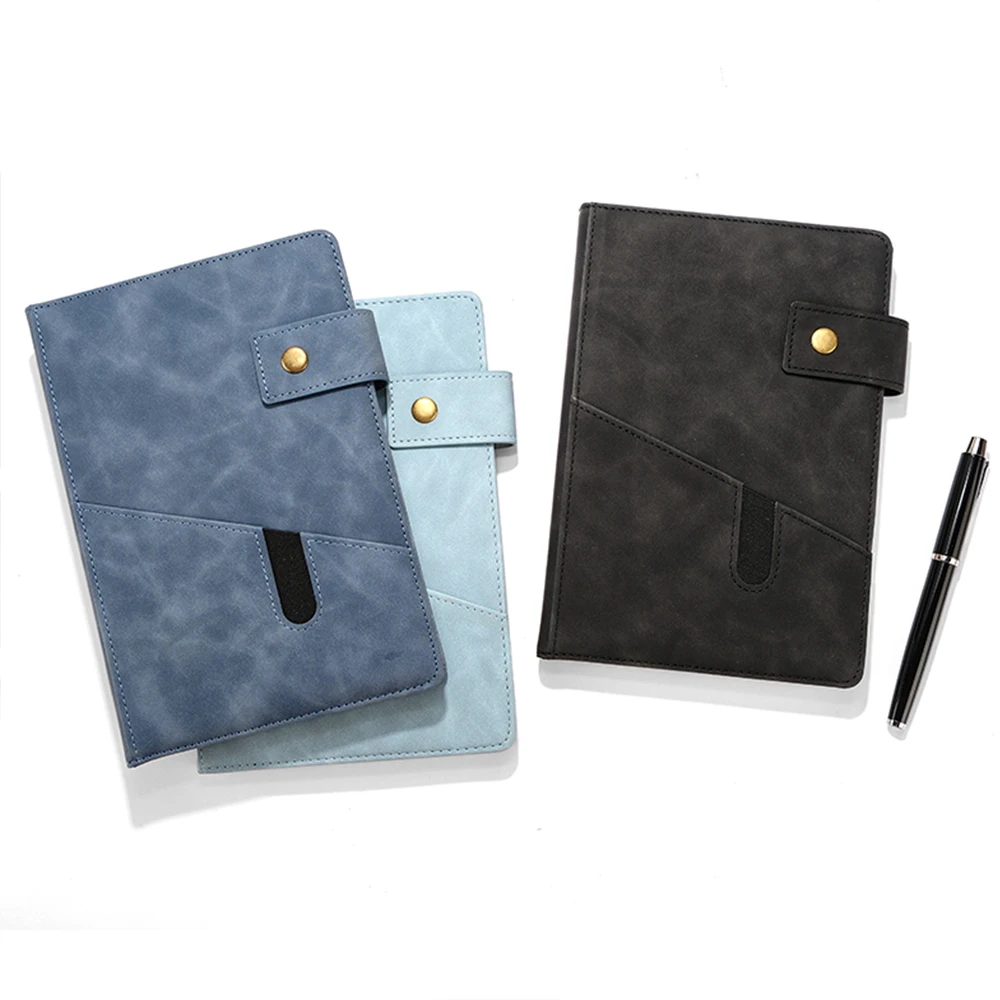 Premium 100 Sheet Notebook Planner Classic Commercial Design PU Leather Pocket Sewn Hot Press Bound Diary Custom Journal Gift