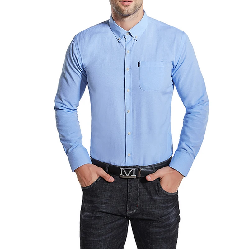 Men's Slim Shirt Long Sleeve Oxford Large Size Casual Summer Button Up Shirt For Men Formal Work Shirts229_voghion.com