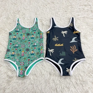 MLY Summer Children Girls One Piece Swimwear Custom Pattern Bikini Adjustable Buckle Double Layer Swimwear