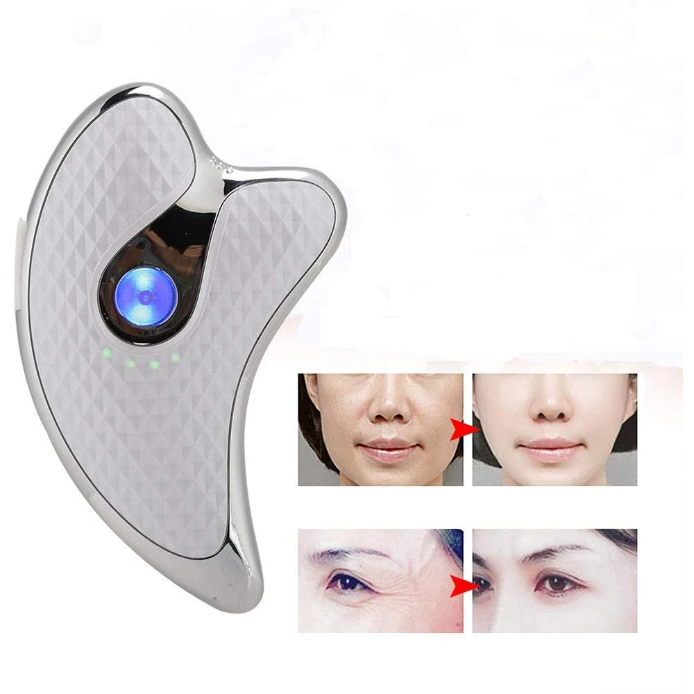22 Skin Scraping Massage Electronic Vibration Thermostatic Heat Face Lift Tighten Eye Gua Sha Facial Tool