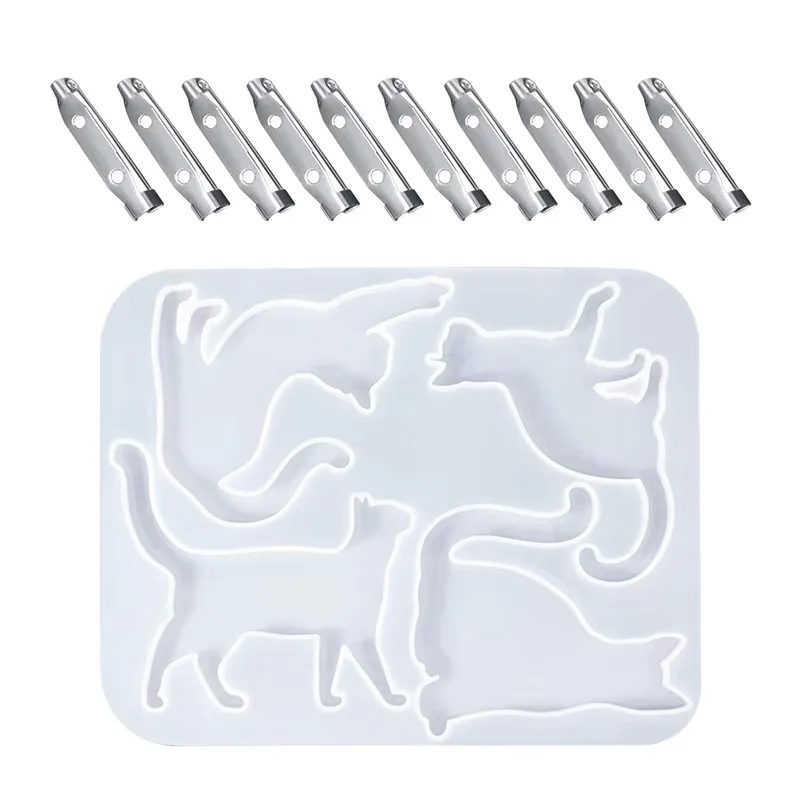 DIY Crystal Glue Cat Nose Pin Silicone Mold, Lucky Cat Fashion Bag Pendant Earrings Decorative Silicone Mold