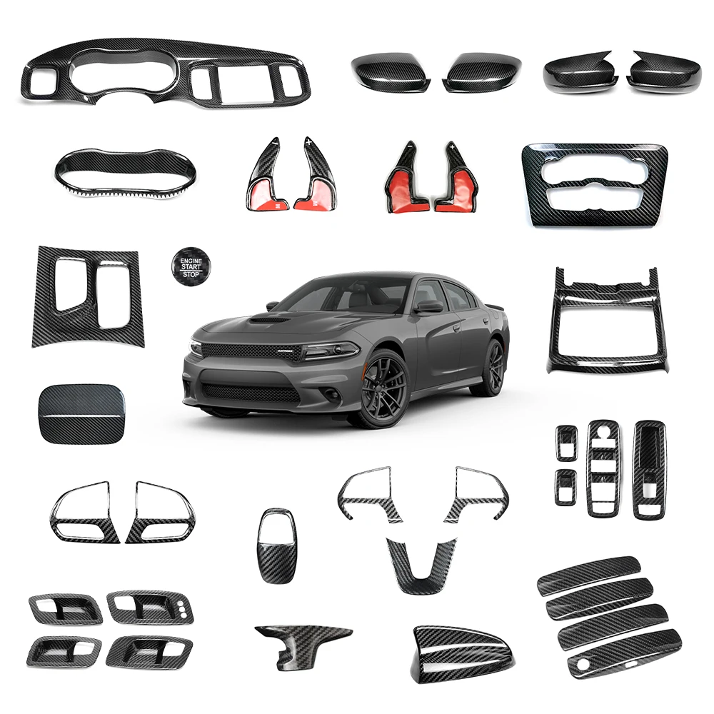 Carbon Fiber Full Interior Accessories Kit For Dodge Charger 2015-2023