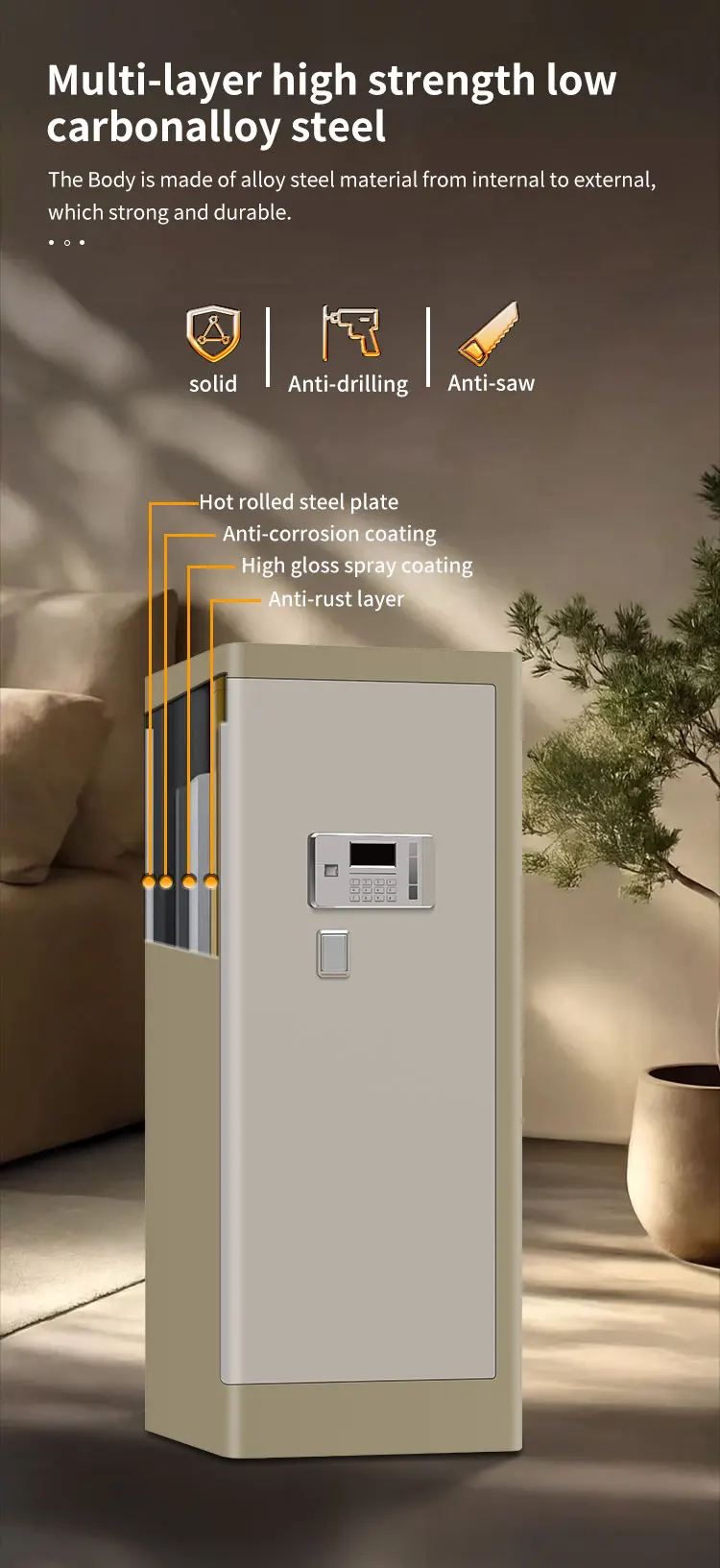 CEQSAFE Security Fingerprint Safe Home Digital Money Safe Box Anti-Theft Safe Box factory