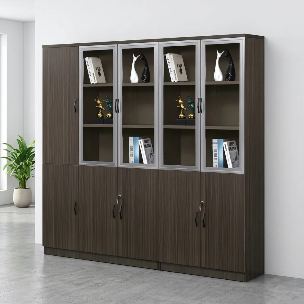 Wooden File Cabinet Office Storage Shelf Filling Cabinets for Vertical Big Multiple Box Glass Modern Furniture Set Customization image 2