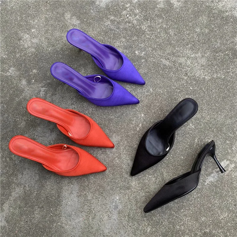 Designer Shoes Designer Mules Heels Designer Fashion Pointed Thin