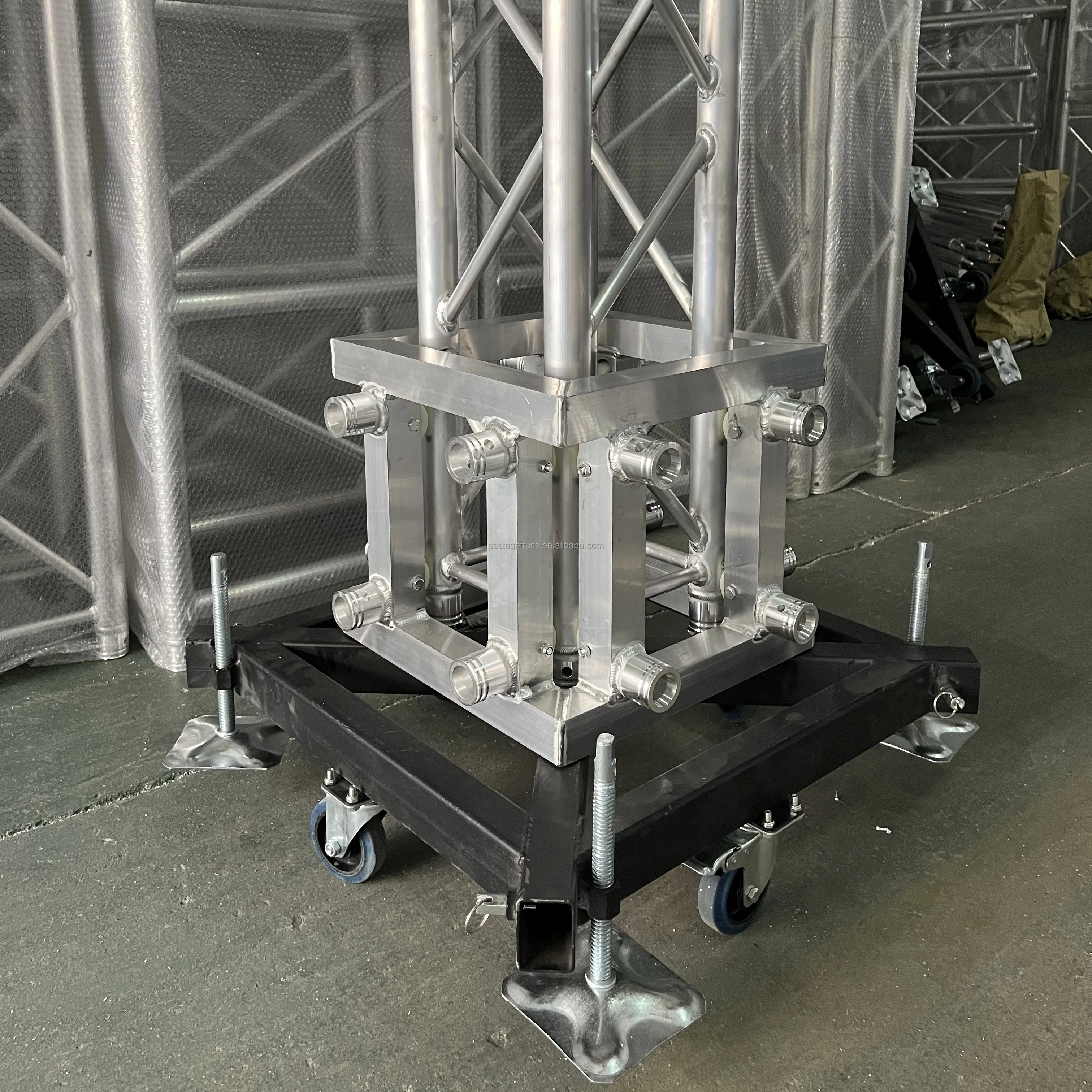 300mm square tube iron base plate stage lighting truss base with wheel-7