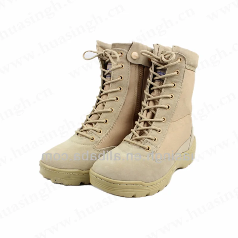 Lxg,Desert Storm Sand Color Combat Training Boots With Side Zipper 8