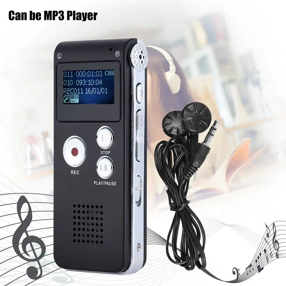 Wiederaufladbarer USB LCD Digitaler Audio Voice Recorder Diktiergerät MP3 Player