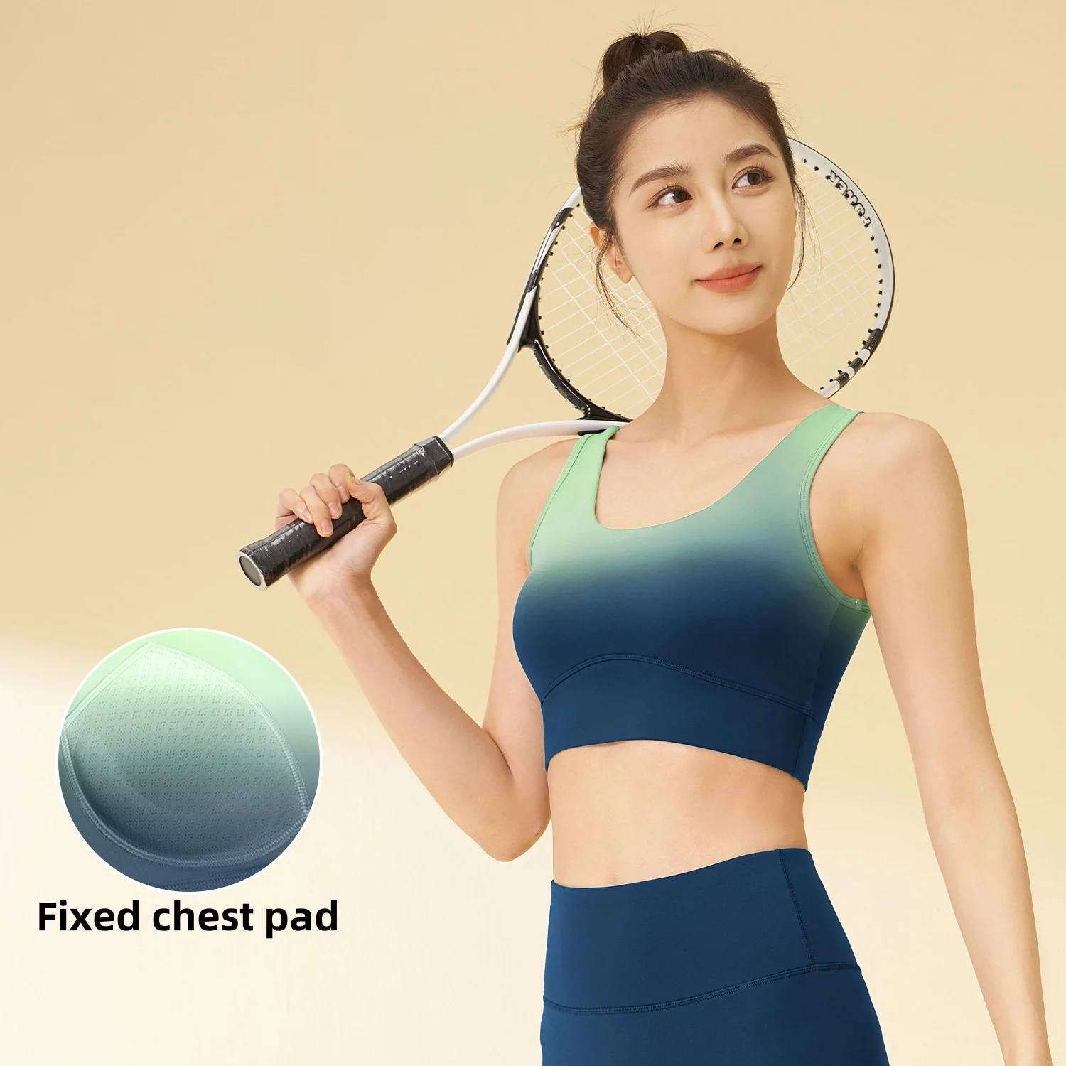 Bra para Paggawa ng Eksersisyo para sa mga Babae na may Luwang Alagang Nakadye Gradient Seamless Running Bra para sa Fitness Sports Bra na may Padded Gym Shock Proof Workout Bra Top