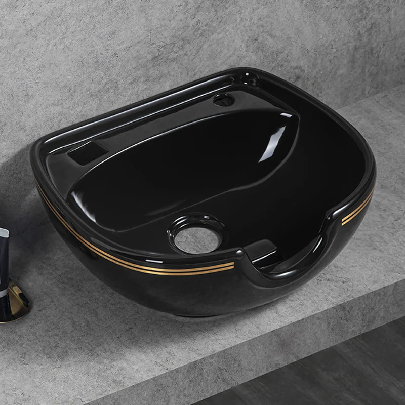 JX-019 Luxury Style Beauty Porcelain Good Quality Hair Salon Equipment Hairdressing Ceramic Shampoo Basin