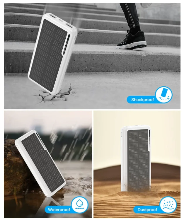 Factory Mobile Portable Waterproof Solar Power Cell Phone Charger Solar Powerbank 20000Mah