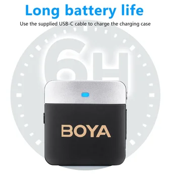 BOYA BY-M1V Best Facebook Live Stream Wireless Lapel Microphone ANC Active Noise Cancellation for Vlog Content Creators Podcast detail image