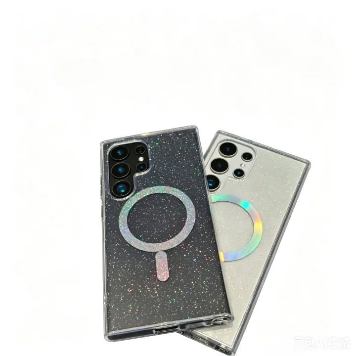 Wholesale Bling Laser IMD Magnetic Ring Case for Samsung Galaxy S26 Ultra S25 S24 Transparent Shockproof PC TPU Phone Cover