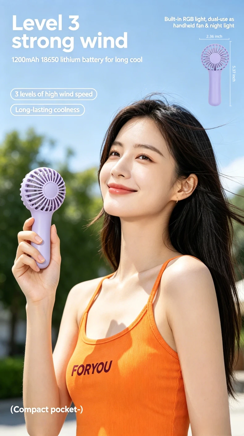 Cooling Handheld Usb Fan, Portable, 5 V - detail 2