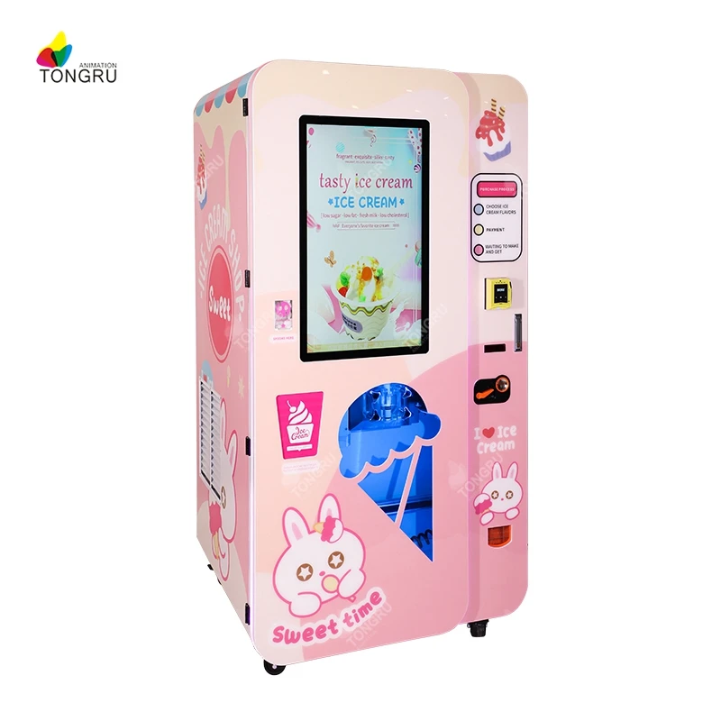 Ice Cream Vending Machine Fully Automatic Robot Frozen Yogurt Cone Machine Soft Serve Ice Frozen