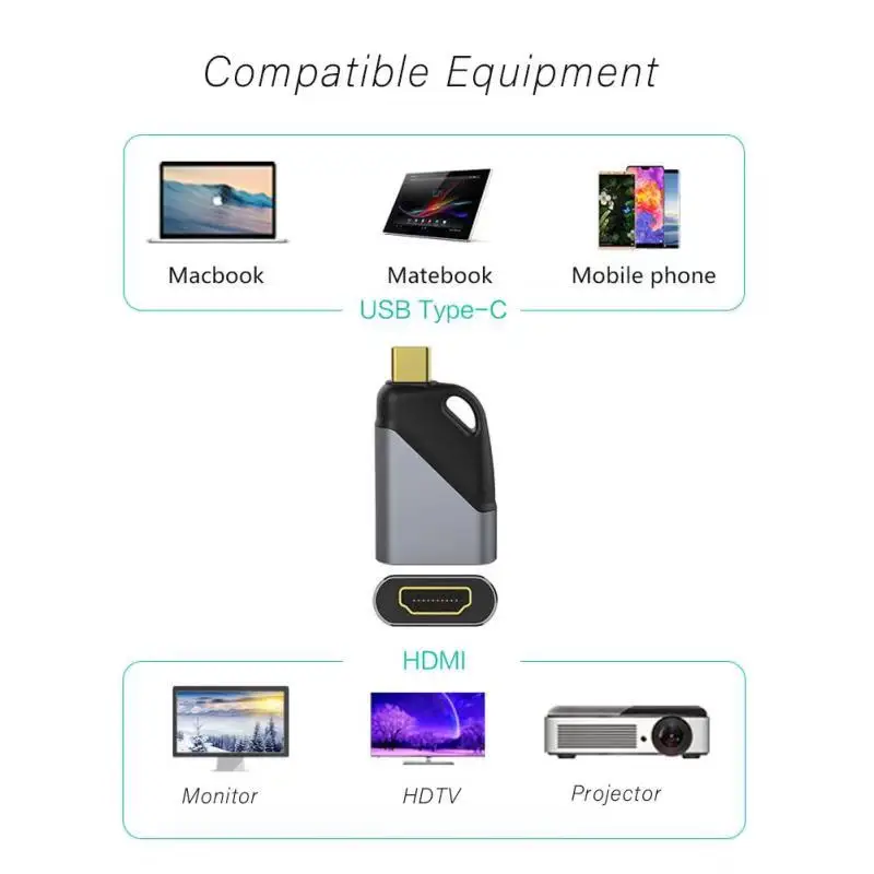 Новый дизайн портативный брелок-адаптер USB 3 1 Type C к HDM I 4K