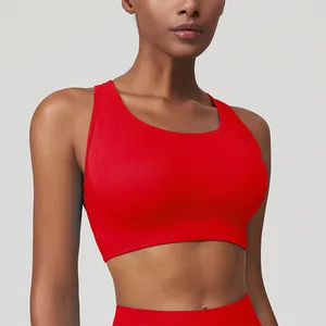 Custom Logo High- Quick-Dry Tank Top Breathable Cross Straps Fitness Sport Bra for Gym Run Yoga Plus Size