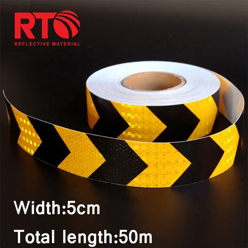 Honeycomb PVC Self Adhesive Red White Yellow Black Arrow/Twill Reflective Tape Sticker for Trucks Safety details