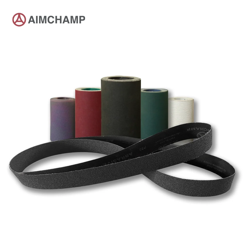 Factory sale Aimchamp Y536 x-wt customized size Black Silicon Carbide cloth belt Sanding belt for woodworking and metal working