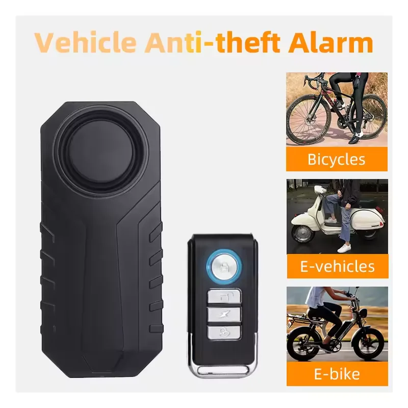 Fietsalarm met afstandsbediening, 113 dB motorfietsalarm, draadloze