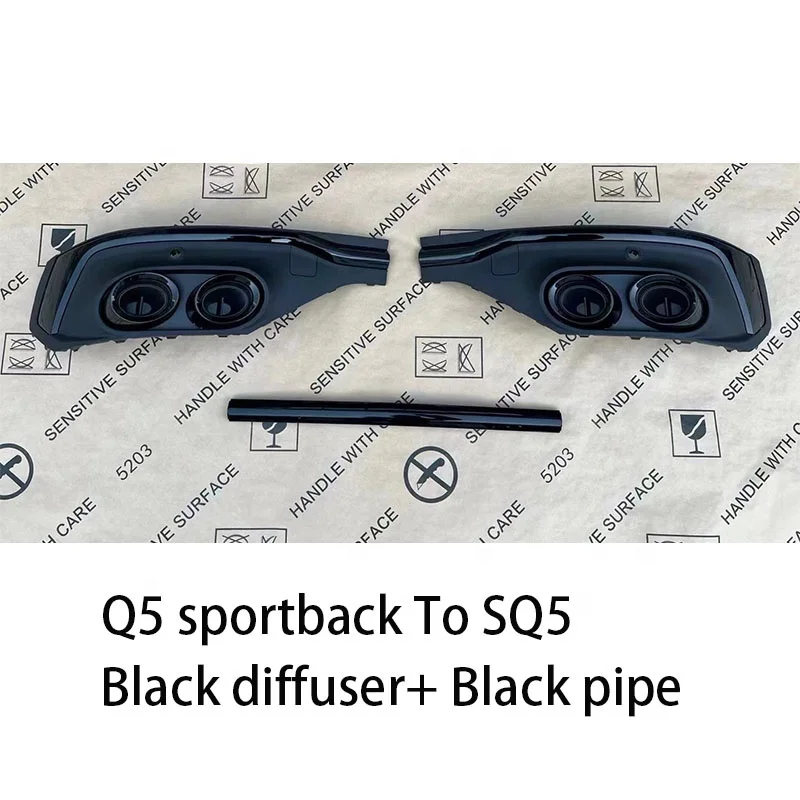 Q5 SportBack Refit and Upgrade SQ5 Rear Diffuser and Pipe Exhaust SQ5 4 Out Style Rear Black Lip Pipe for Audi 2021 2022 2023
