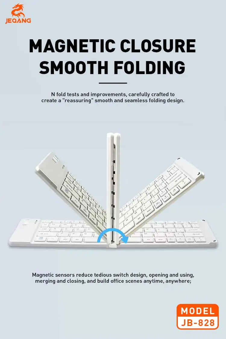 Jeqang JB-828 BT Ultra-Thin Folding Keyboard 2-Fold Design for Table and Laptop Use New Product