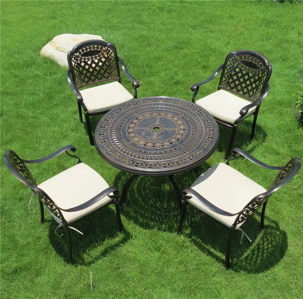 Outdoor furniture round cast aluminum waterproof and sun protection courtyard garden aluminum table