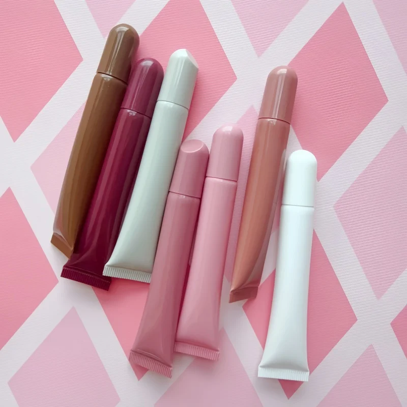 C-Custom 10ml 20ml Squeeze Tube for Lip Gloss Lipstick Lip Balm  Roll on Eye Cream Packaging White Pink Plastic PE Material