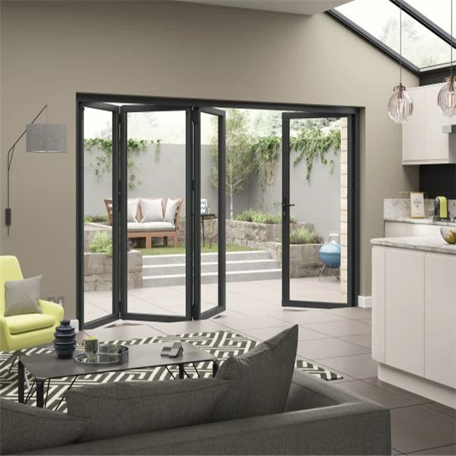 Accordion Sliding Awning Window Sliding Folding Doors Aluminium Door with Fly Screen for Patio Use Interior Glass Foldable 1set
