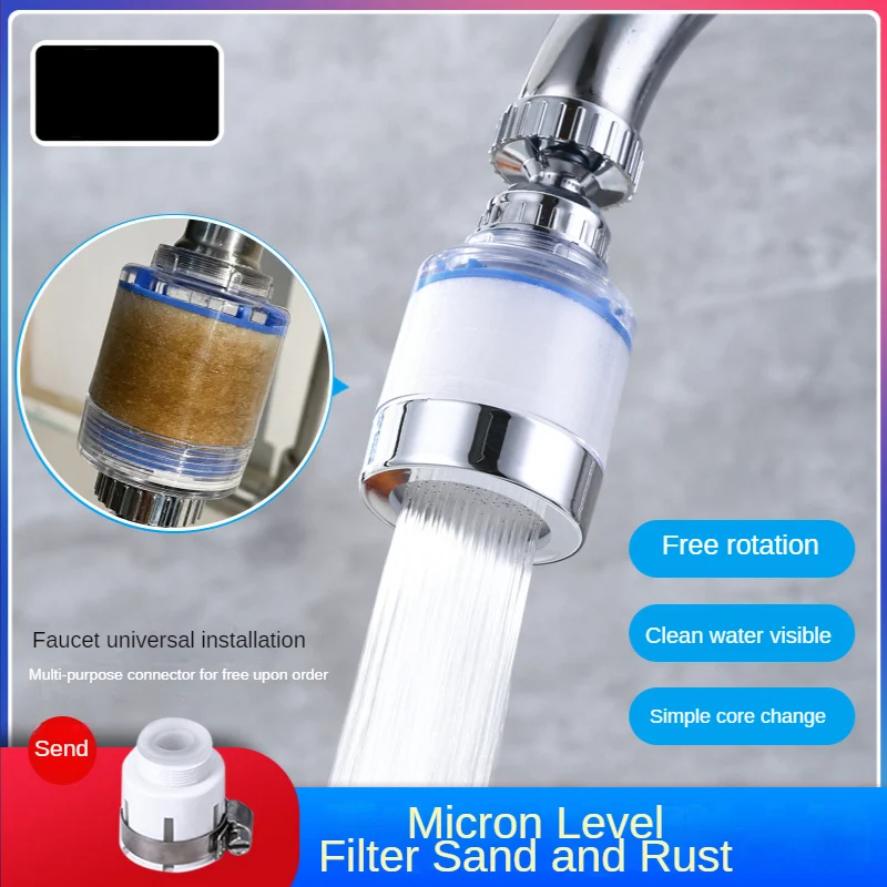 Kitchen Faucet Splash-Proof Extension Filter – Universal Water Nozzle Extender, Copper Double Head, Fits Most Kitchen Taps (Black)