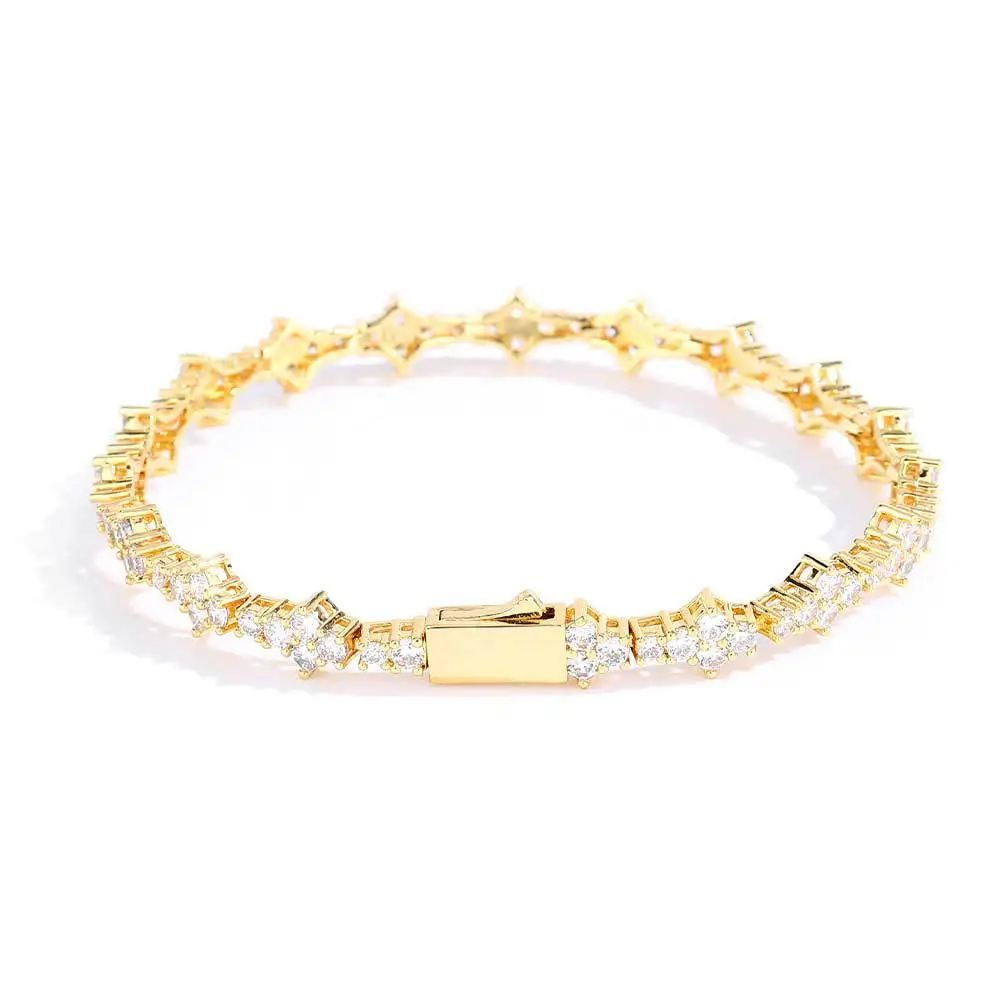 Cross-border European American Hip-Hop Spring Buckle Aircraft Tennis Chain Zircon Unisex Bracelet Light Luxury High-End