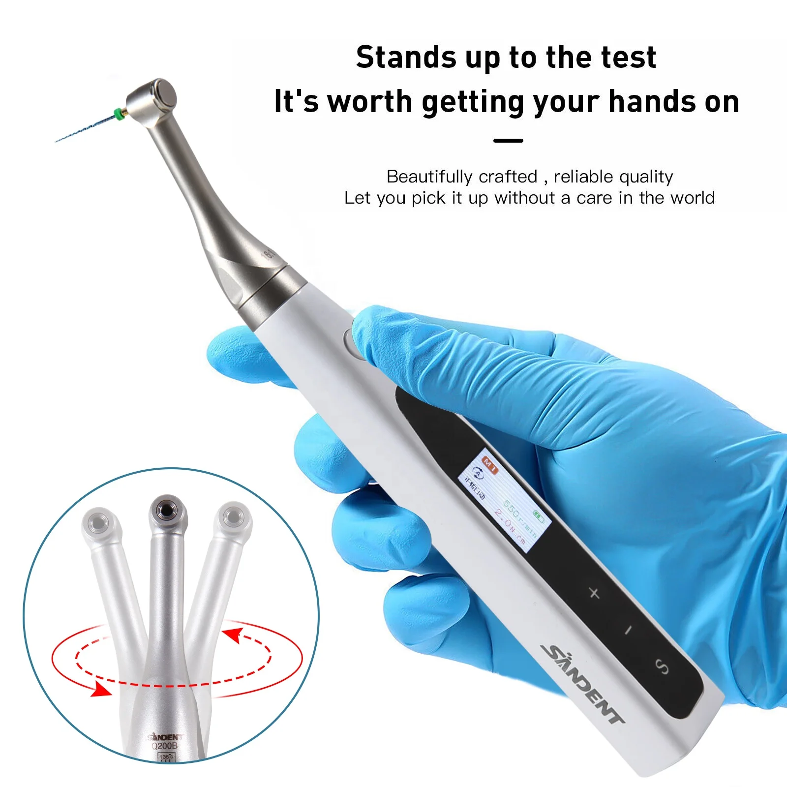 Dental 2In1 Wireless Endo Motor with Built-in Apex Locator 16:1 Reciprocating Contra Angle Root Canal Treatment Woodpecker Style